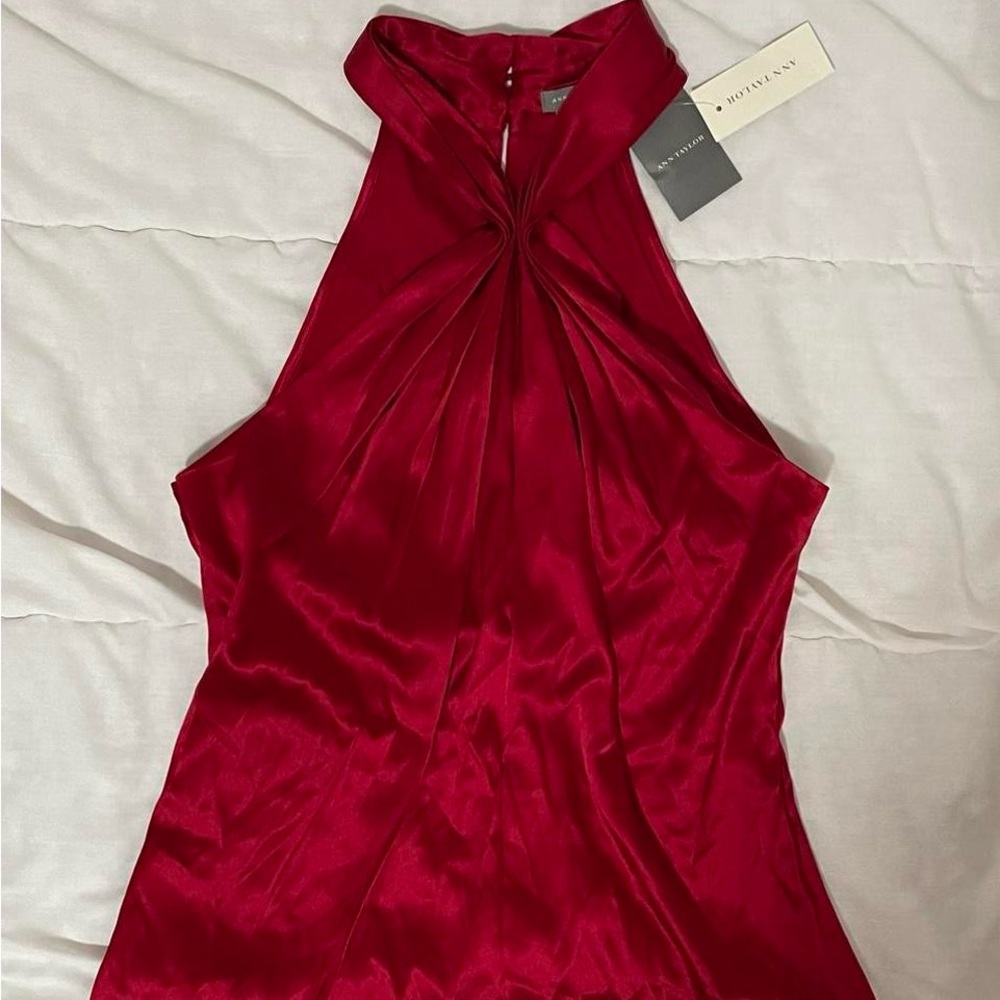 NWT Satin Red Halter Top